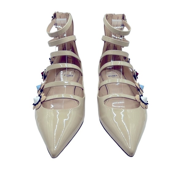 FENDI Flowerpower Patent Leather Ballet Flats Size 39EU 9US - Picture 5 of 16